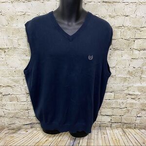 Chaps Navy Blue V Neck Cotton Sweater Vest